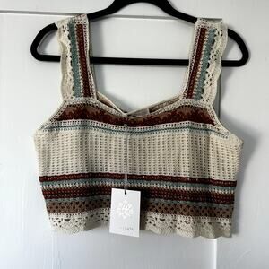 Women's cropped crochet boho tank top